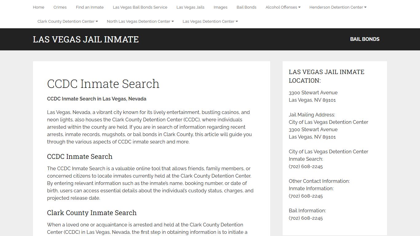 CCDC Inmate Search - Las Vegas Jail Inmate